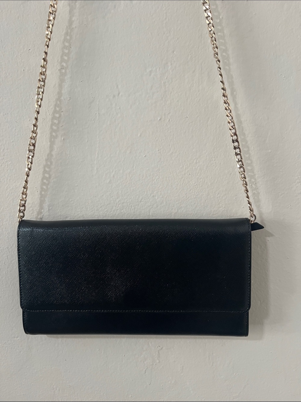 Classic Black Chain Strap Crossbody Wallet